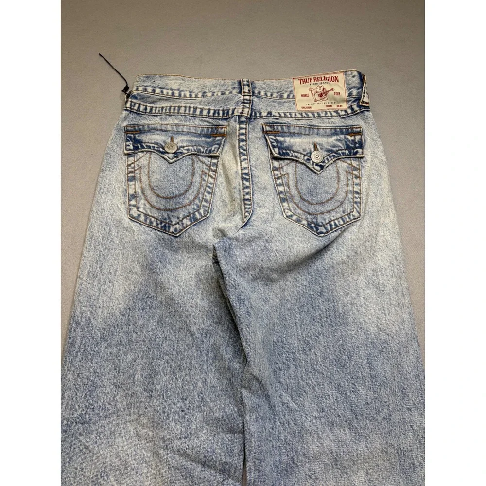 True Religion Jeans Mens 33 Blue Vinny Ultra Baggy Distressed Acid Wash Y2K